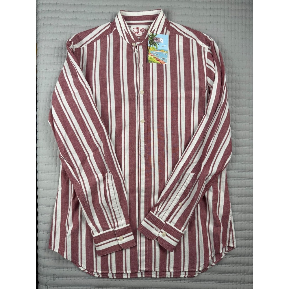 MC2 SAINT BARTH  COTTON/LINEN LONG SLEEVE BUTTON DOWN SHIRT MADE IN MILANO/ITALY